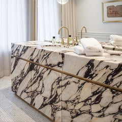 Natural Calacatta Viola Marble Bathroom Vanity Cabinet