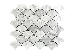 Bianco Carrara White Marble Fan Shaped Mosaic Tile