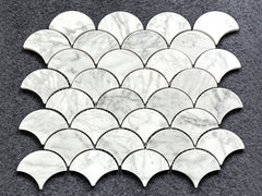 Bianco Carrara White Marble Fan Shaped Mosaic Tile