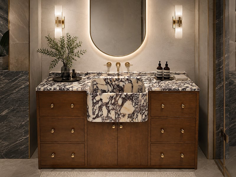Calacatta Viola Marble Bathroom Vanity Cabinet