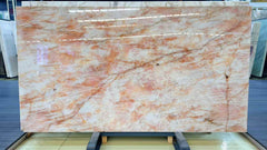Backlit Cristallo Pink Quartzite Slab