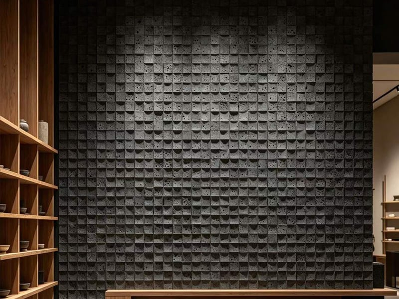 Curved Square Lava Rock Mosaic Tile