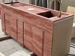Customization Red Travertine Kitchen Island