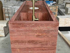 Customization Red Travertine Kitchen Island