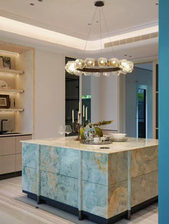 Golden Blue Onyx Marble Slab