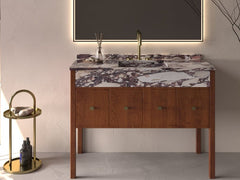 Natural Calacatta Viola Marble Bathroom Vanity Countertop with Wooden Cabinet