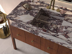 Natural Calacatta Viola Marble Bathroom Vanity Countertop with Wooden Cabinet