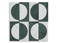 Semicircle White Green Marble Waterjet Mosaic